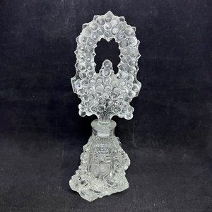 Vintage Clear Czech Glass Perfume Bottle w/ Hobnail Glass Stopper
